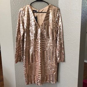 Champagne Gold Sequin Evening Bodycon Dress